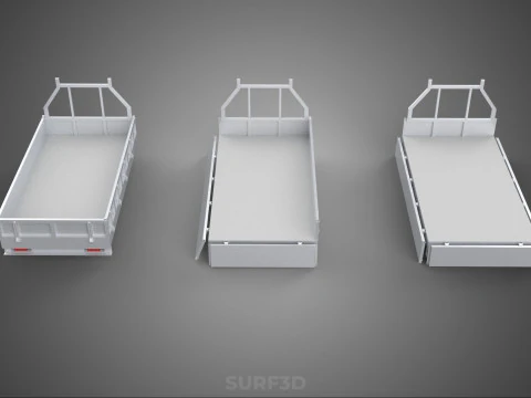 OPEN CLOSED TRUCK BACK 3 WAY WIDE DECK DROP SIDE LOAD BED PICKUP 3D Model