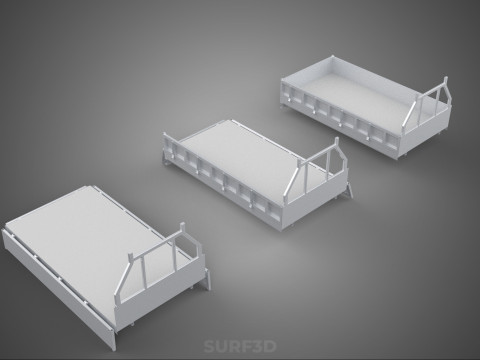OPEN CLOSED TRUCK BACK 3 WAY WIDE DECK DROP SIDE LOAD BED PICKUP 3D Model