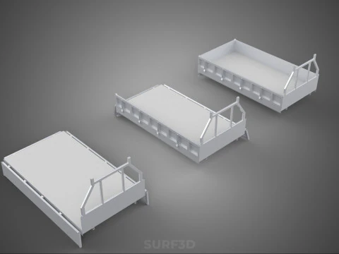 OPEN CLOSED TRUCK BACK 3 WAY WIDE DECK DROP SIDE LOAD BED PICKUP 3D Model