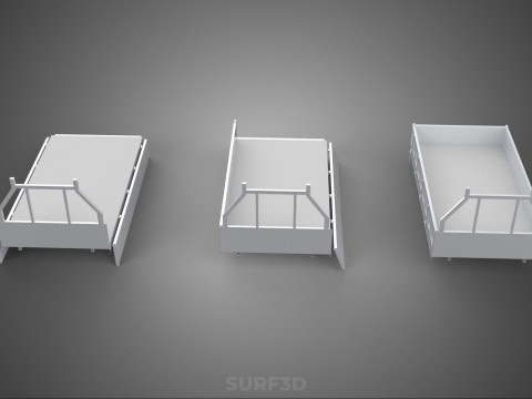 OPEN CLOSED TRUCK BACK 3 WAY WIDE DECK DROP SIDE LOAD BED PICKUP 3D Model