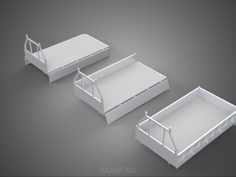 OPEN CLOSED TRUCK BACK 3 WAY WIDE DECK DROP SIDE LOAD BED PICKUP 3D Model