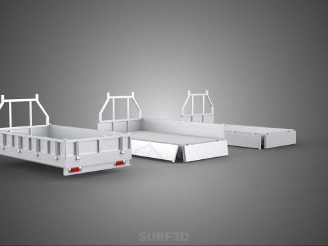 OPEN CLOSED TRUCK BACK 3 WAY WIDE DECK DROP SIDE LOAD BED PICKUP 3D Model