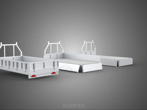 OPEN CLOSED TRUCK BACK 3 WAY WIDE DECK DROP SIDE LOAD BED PICKUP 3D Model