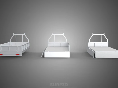OPEN CLOSED TRUCK BACK 3 WAY WIDE DECK DROP SIDE LOAD BED PICKUP 3D Model