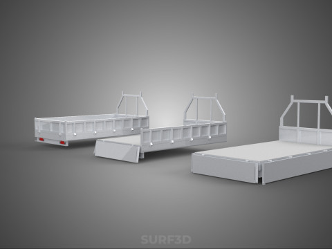 OPEN CLOSED TRUCK BACK 3 WAY WIDE DECK DROP SIDE LOAD BED PICKUP 3D Model