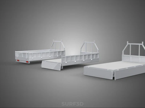 OPEN CLOSED TRUCK BACK 3 WAY WIDE DECK DROP SIDE LOAD BED PICKUP 3D Model