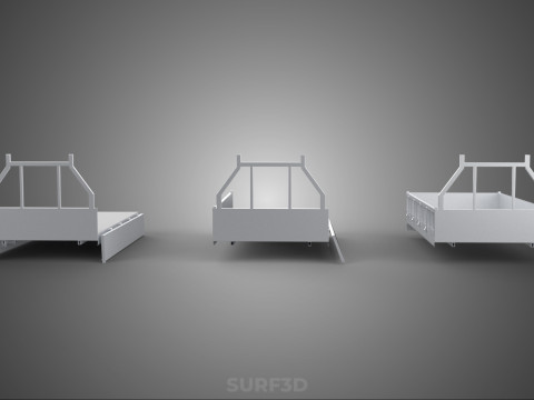 OPEN CLOSED TRUCK BACK 3 WAY WIDE DECK DROP SIDE LOAD BED PICKUP 3D Model