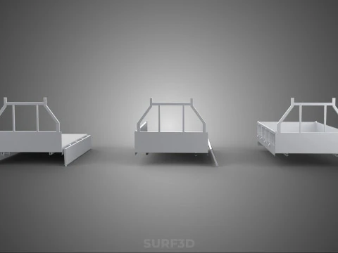 OPEN CLOSED TRUCK BACK 3 WAY WIDE DECK DROP SIDE LOAD BED PICKUP 3D Model