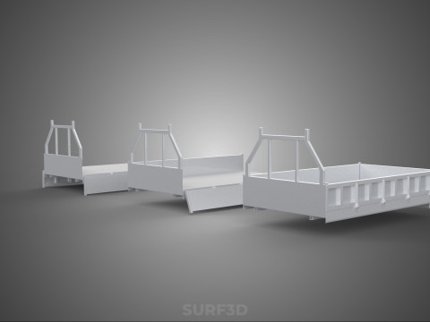 OPEN CLOSED TRUCK BACK 3 WAY WIDE DECK DROP SIDE LOAD BED PICKUP 3D Model