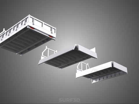 OPEN CLOSED TRUCK BACK 3 WAY WIDE DECK DROP SIDE LOAD BED PICKUP 3D Model