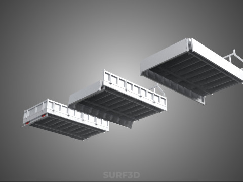 OPEN CLOSED TRUCK BACK 3 WAY WIDE DECK DROP SIDE LOAD BED PICKUP 3D Model