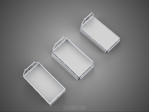 OPEN CLOSED TRUCK BACK 3 WAY WIDE DECK DROP SIDE LOAD BED PICKUP 3D Model