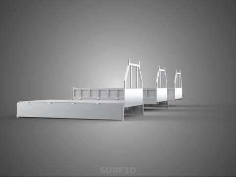 OPEN CLOSED TRUCK BACK 3 WAY WIDE DECK DROP SIDE LOAD BED PICKUP 3D Model