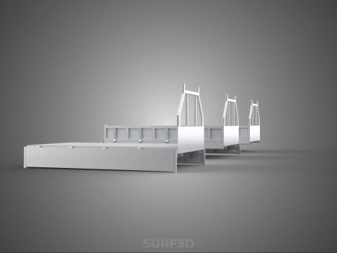 OPEN CLOSED TRUCK BACK 3 WAY WIDE DECK DROP SIDE LOAD BED PICKUP 3D Model