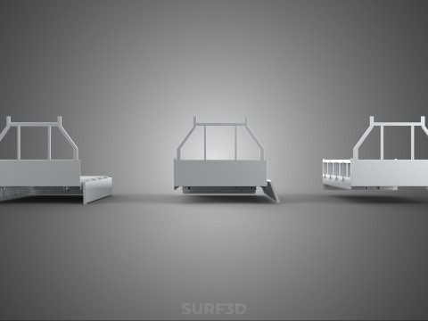 OPEN CLOSED TRUCK BACK 3 WAY WIDE DECK DROP SIDE LOAD BED PICKUP 3D Model