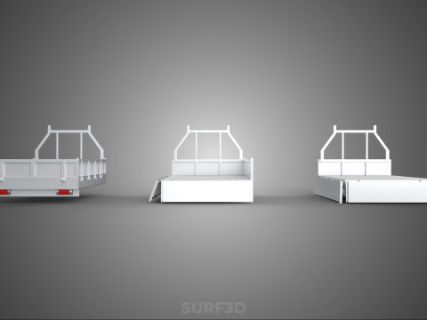 OPEN CLOSED TRUCK BACK 3 WAY WIDE DECK DROP SIDE LOAD BED PICKUP 3D Model