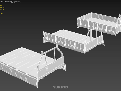 OPEN CLOSED TRUCK BACK 3 WAY WIDE DECK DROP SIDE LOAD BED PICKUP 3D Model