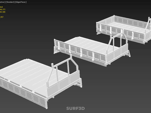 OPEN CLOSED TRUCK BACK 3 WAY WIDE DECK DROP SIDE LOAD BED PICKUP 3D Model