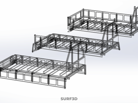 OPEN CLOSED TRUCK BACK 3 WAY WIDE DECK DROP SIDE LOAD BED PICKUP 3D Model