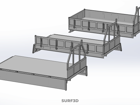 OPEN CLOSED TRUCK BACK 3 WAY WIDE DECK DROP SIDE LOAD BED PICKUP 3D Model