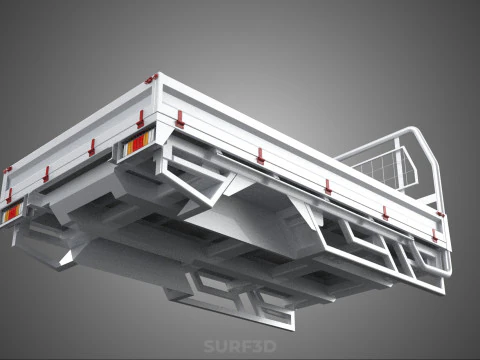 FLAT BED DECK PICKUP TRUCK HEADBOARD STRUCTURE FRAME HEAD RACK 3D Model