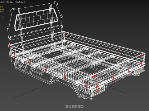 FLAT BED DECK PICKUP TRUCK HEADBOARD STRUCTURE FRAME HEAD RACK 3D 모델