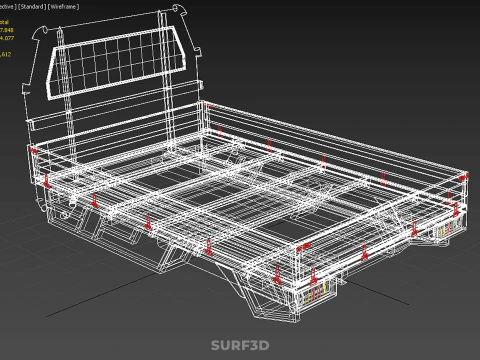 FLAT BED DECK PICKUP TRUCK HEADBOARD STRUCTURE FRAME HEAD RACK 3D Model