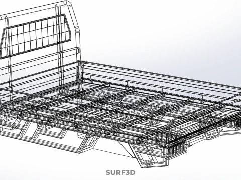 FLAT BED DECK PICKUP TRUCK HEADBOARD STRUCTURE FRAME HEAD RACK 3D Model
