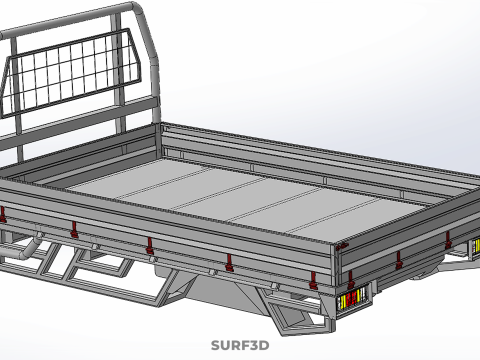 FLAT BED DECK PICKUP TRUCK HEADBOARD STRUCTURE FRAME HEAD RACK 3D 모델