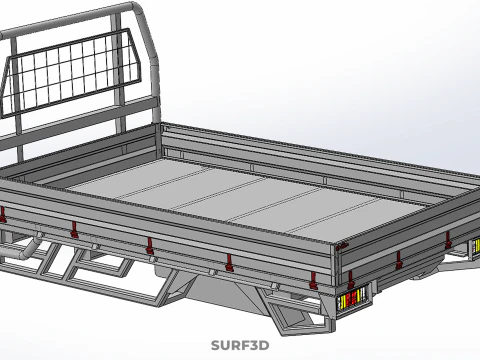 FLAT BED DECK PICKUP TRUCK HEADBOARD STRUCTURE FRAME HEAD RACK 3D Model