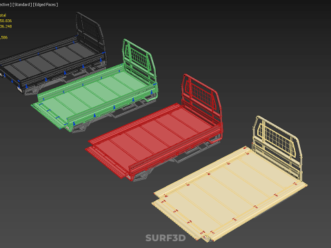 4 MODE DROP SIDE BED BODY GATE DOOR PICKUP TRUCK WIDE DECK CAR Model 3D