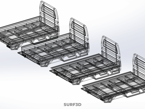 4 MODE DROP SIDE BED BODY GATE DOOR PICKUP TRUCK WIDE DECK CAR Model 3D