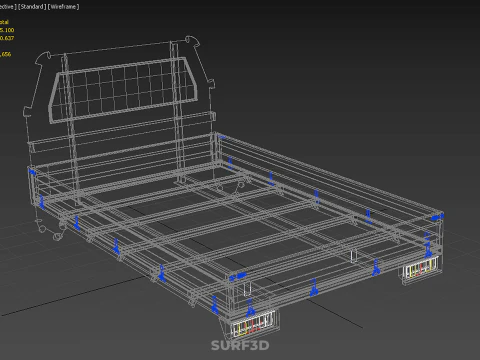 ПИКАП СТРУКТУРА ИЗГОЛОВНОЙ БОРТКИ ПЛОСКАЯ КРОВАТЬ ПАЛУБА ЗАДНЕЙ ГОЛОВКИ 3D Модель