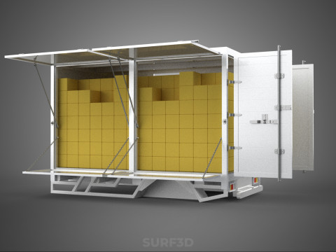 BOX TRUCK PICKUP LORRY CARGO FREIGHT CUBE VAN BOXES DELIVERY CAR 3D Model