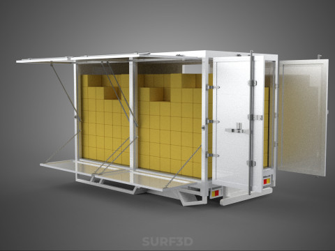 BOX TRUCK PICKUP LORRY CARGO FREIGHT CUBE VAN BOXES DELIVERY CAR 3D Model