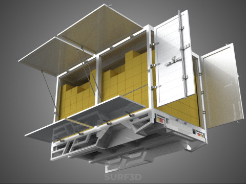 BOX TRUCK PICKUP LORRY CARGO FREIGHT CUBE VAN BOXES DELIVERY CAR 3D Model