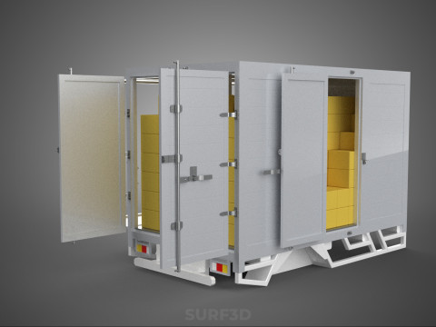BOX TRUCK PICKUP LORRY CARGO FREIGHT CUBE VAN BOXES DELIVERY CAR 3D Model