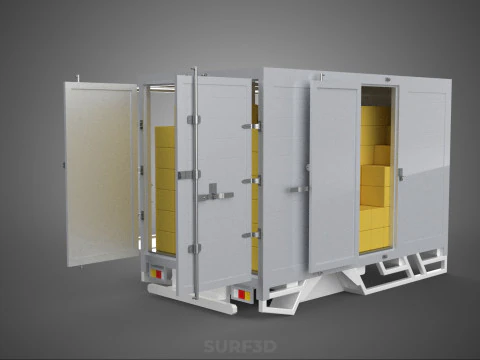 BOX TRUCK PICKUP LORRY CARGO FREIGHT CUBE VAN BOXES DELIVERY CAR 3D Model