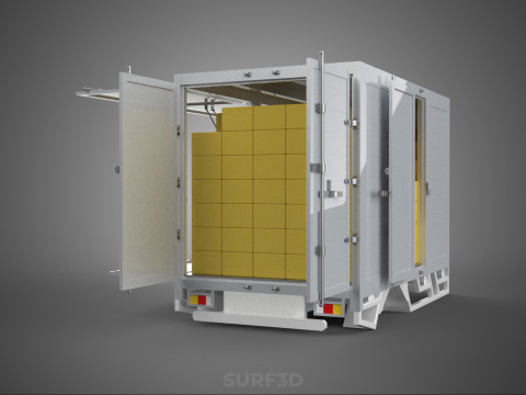 BOX TRUCK PICKUP LORRY CARGO FREIGHT CUBE VAN BOXES DELIVERY CAR 3D Model