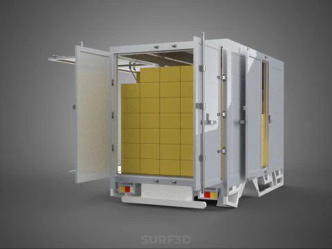 BOX TRUCK PICKUP LORRY CARGO FREIGHT CUBE VAN BOXES DELIVERY CAR 3D Model