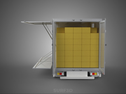 BOX TRUCK PICKUP LORRY CARGO FREIGHT CUBE VAN BOXES DELIVERY CAR 3D Model