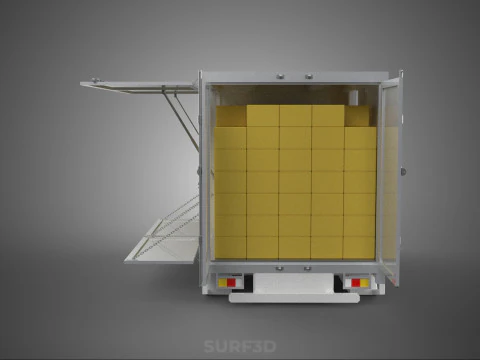 BOX TRUCK PICKUP LORRY CARGO FREIGHT CUBE VAN BOXES DELIVERY CAR 3D Model