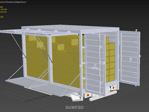 BOX TRUCK PICKUP LORRY CARGO FREIGHT CUBE VAN BOXES DELIVERY CAR 3D Model