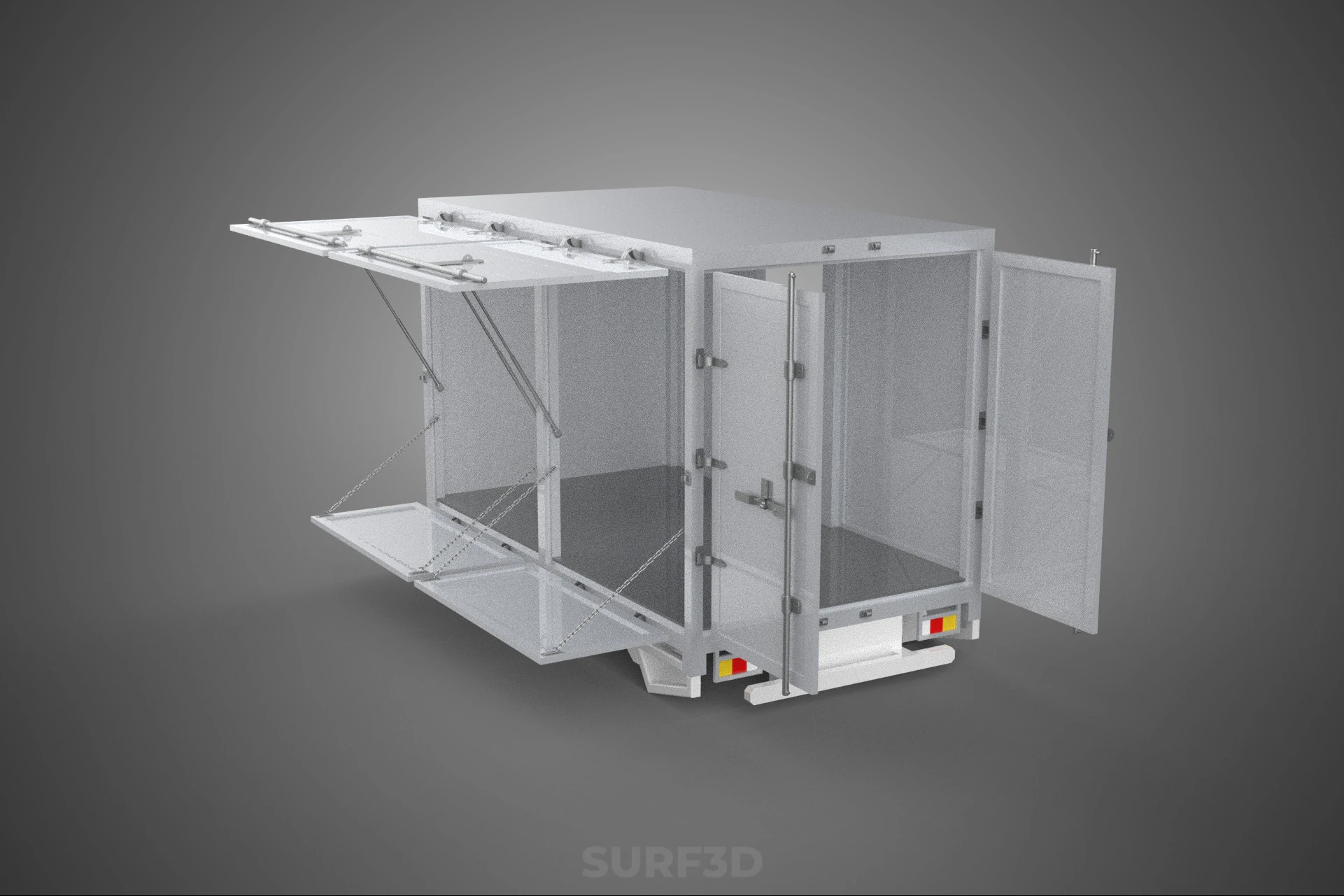 FREIGHT CUBE VAN BOX DROP SIDE TAILGATE REAR DOOR PICKUP TRUCK 3D Model .c4d .max .obj .3ds .fbx .stl .blend 