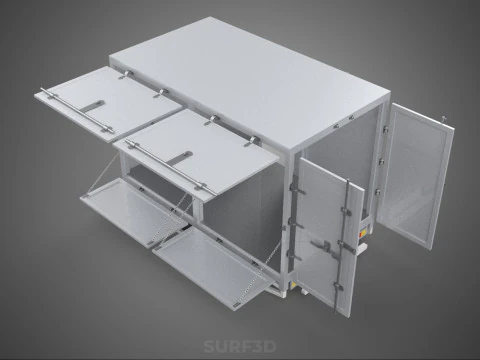 FREIGHT CUBE VAN BOX DROP SIDE TAILGATE REAR DOOR PICKUP TRUCK 3D Model