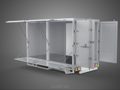 FREIGHT CUBE VAN BOX DROP SIDE TAILGATE REAR DOOR PICKUP TRUCK Modelo 3D