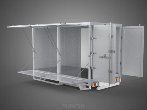 FREIGHT CUBE VAN BOX DROP SIDE TAILGATE REAR DOOR PICKUP TRUCK 3D Model