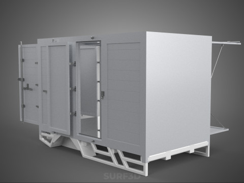 FREIGHT CUBE VAN BOX DROP SIDE TAILGATE REAR DOOR PICKUP TRUCK Modelo 3D