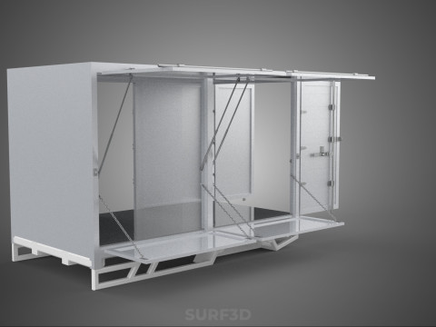 FREIGHT CUBE VAN BOX DROP SIDE TAILGATE REAR DOOR PICKUP TRUCK Modelo 3D