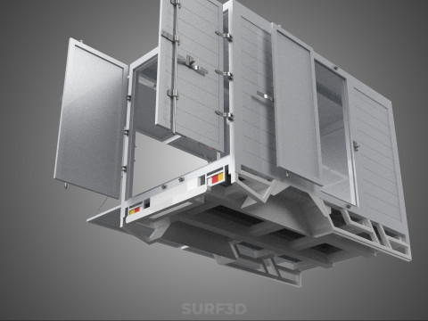 FREIGHT CUBE VAN BOX DROP SIDE TAILGATE REAR DOOR PICKUP TRUCK Modelo 3D